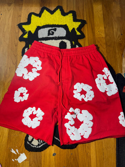 Denim tear shorts Sz M (red)